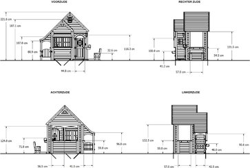 Mobilier - Cabane enfant - Maison enfant en bois | Maison de jeux pour l'extérieur / jardin | Maisonnette / Cabane de jeu avec cuisine et accessoires EN 71