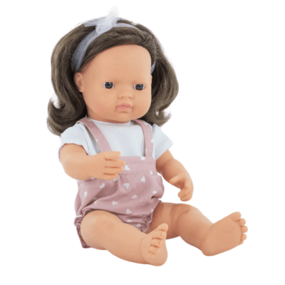 Jouets - Poupons, Peluches et Accessoires - Poupée brune avec tenue - 38 cm