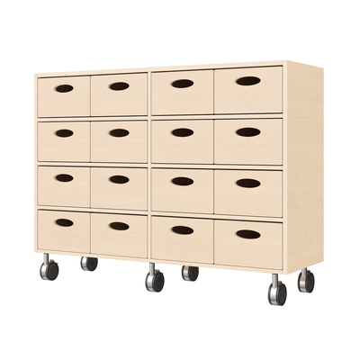 Mobilier - Meuble de rangement scolaire - Meuble de rangement à roulettes 16 bacs - Lumi