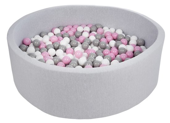 Motricité - Piscine à balles - Piscine à balles pour bébé avec 600 balles 125x30cm gris clair balles rose