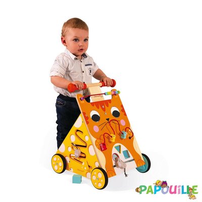 Jeux - Porteurs, Draisiennes, Marcheurs - Chariot multi-activités chat en bois enfant (janod)