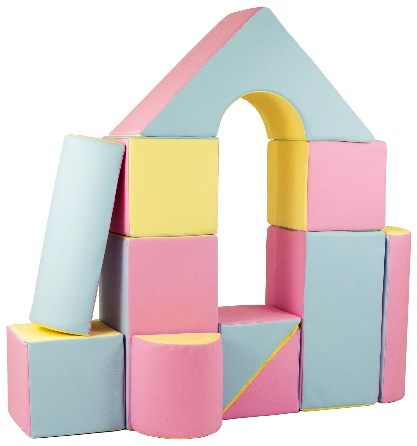 Set de 11 blocs en mousse pour structure de motricité complète rose pastel