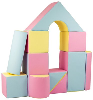 Motricité - Parcours de Motricité Maternelle - Set de 11 blocs en mousse pour structure de motricité complète rose pastel