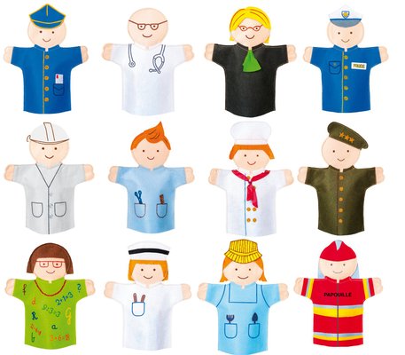 Jeux - Marionnettes, Théâtre  - Lot de 12 Marionnettes - différents métiers
