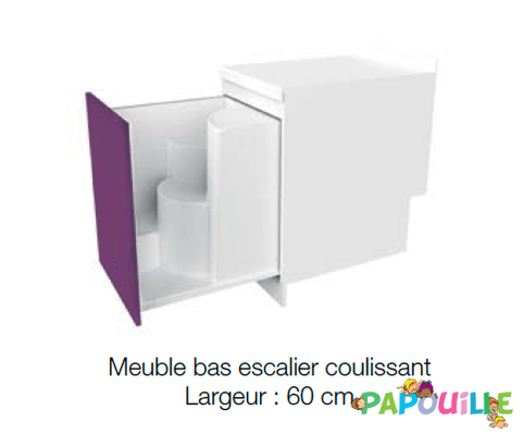 Change - Meuble à Langer crèche - Meuble à langer une cuve - modèle 1 - 1500 x 830 mm prune