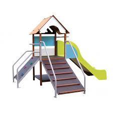 Aire de jeu enfant extérieur cabane baby grimpe avec rampe montage en profondeur