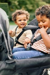 Puériculture - Poussette - Poussettes quadruple + Housse de pluie et pare soleil - Noir 