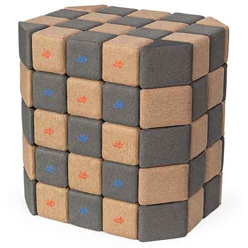 Cubes de constructions basic magnétiques de psychomotricité tissu 100 pièces gris et creme
