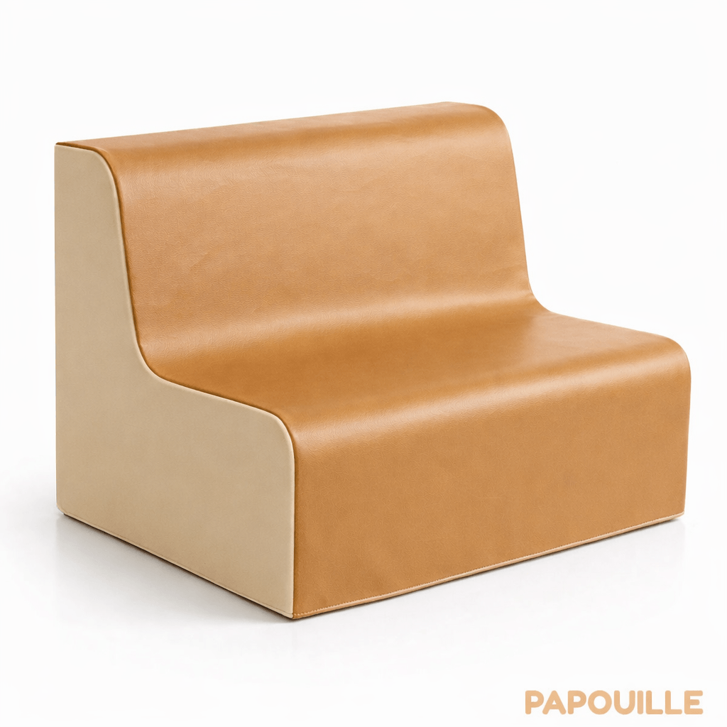 Canapé double en mousse imperméable assise 30 cm - Marron et crème