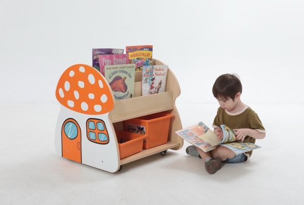 Mobilier - Meuble de rangement scolaire - Bibliothèque crèche champignon