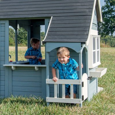 Mobilier - Cabane enfant - Maison enfant en bois | Maison de jeux pour l'extérieur / jardin | Maisonnette / Cabane de jeu avec cuisine et accessoires EN 71