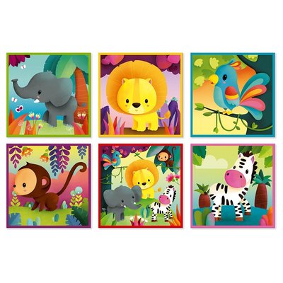 Jeux - Jeux Éducatifs et Puzzle - Kubkid - animaux de la jungle - 9 cubes