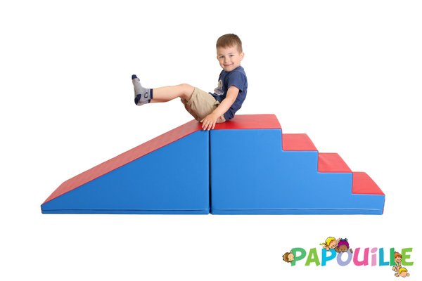 Motricité - Parcours de Motricité Maternelle - Je grimpe, je glisse - grand parcours de motricité hauteur 50 cm bleu et rouge