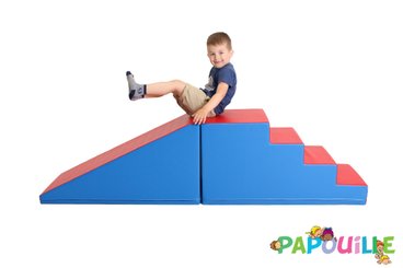 Motricité - Parcours de Motricité Maternelle - Je grimpe, je glisse - grand parcours de motricité hauteur 50 cm bleu et rouge