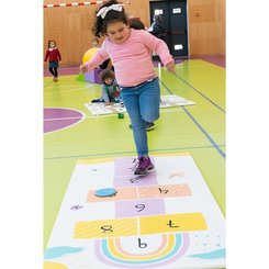 Motricité - Tapis de motricité bébé et enfant - Tapis jeu marelle arc en ciel 200 x 100 x 2 cm