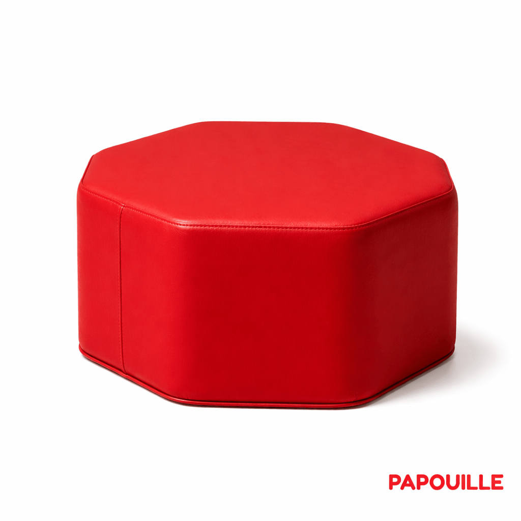 Pouf octogone en mousse pvc h.25cm fuchsia rouge