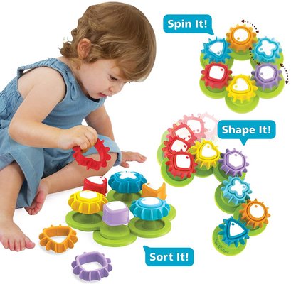 Jouets - Jouets à Empiler ou à Encastrer - Jeu de formes et engrenages - jouet bébé educatif - jeu formes et empilage