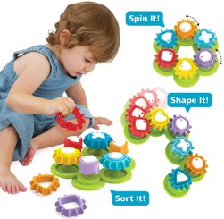 Jouets - Jouets à Empiler ou à Encastrer - Jeu de formes et engrenages - jouet bébé educatif - jeu formes et empilage