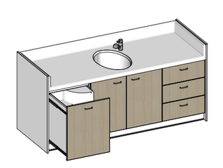 Change - Meuble à Langer crèche - Table à langer 1 cuve avec meubles intégrés - 2200 x 850 mm
