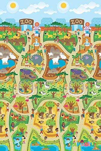 Tapis de jeu duo route en ville et à la campagne pour enfant 2 faces