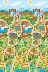 Jouets - Tapis et Jeux d'Éveil, Portiques d'Activité - Tapis de jeu double face ville et zoo