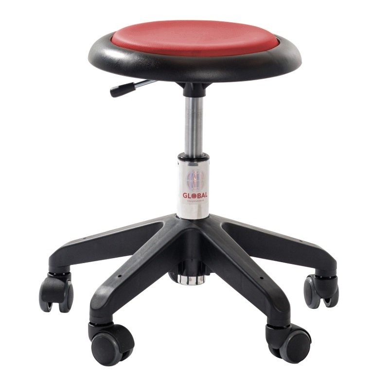 Tabouret rembourré réglable en hauteur Micro simili-cuir Rouge