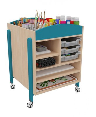 Mobilier - Meuble de rangement scolaire - Desserte mobile pour materiel peinture et dessin teinte