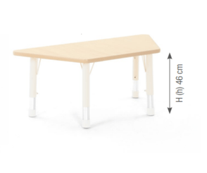 Mobilier - Table crèche et scolaire - Table trapèze réglable beige - surface HPL - 120 x 60 x 60 cm 