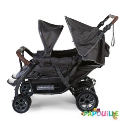 Puériculture - Poussette - Poussette quadruple 2 autobrakes 4 enfants anthracite