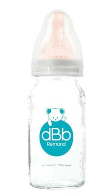 Repas - Biberons Classic et Large - Biberon 110 ml verre "regul'air" tétine nn caoutchouc - couleur blanc