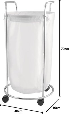 Change - Matériels de nettoyage - Panier à linge rond sur roulettes – 50 L