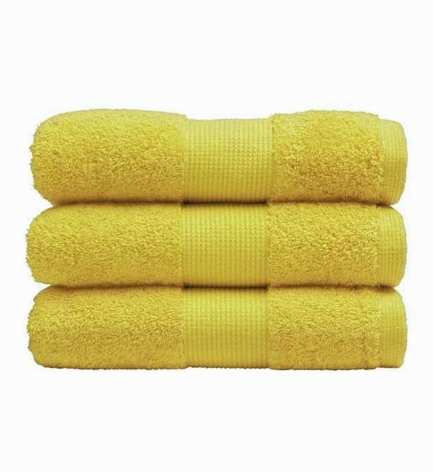 Serviette éponge 50 x 90 cm jaune 100% coton 400gr