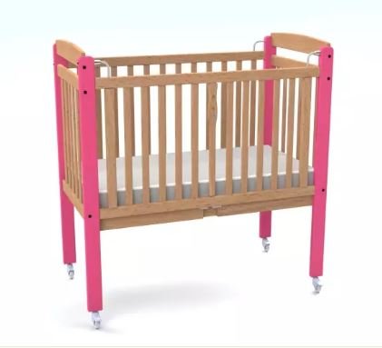 Lit crèche à barreaux Framboise - sommier fixe 120 x 60 avec matelas