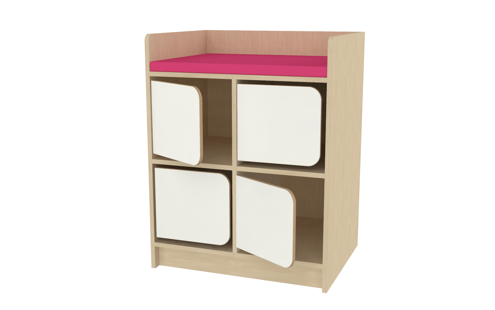 Meuble à langer - 4 casiers avec portes anti pince-doigt - Blanc
