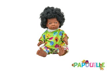 Jouets - Poupons, Peluches et Accessoires - Poupée corps dur avec cheveux africain 40cm fille mazal