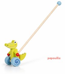 Jouets - Jouets à Pousser, à Tirer - Crocodile à pousser - en bois