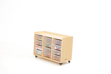 Mobilier - Meuble de rangement scolaire - Étagère à 3 rangées avec 8 petits bacs et 2 grands