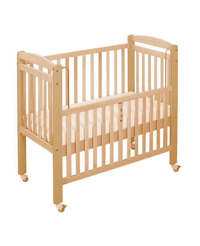 Lit bois barreaux avec barrière mobile 100 x 50cm easycat naturel