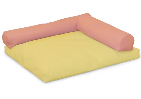 Mobilier - Espace bébé et rassemblement - Coussin carré avec rouleaux orange jaune