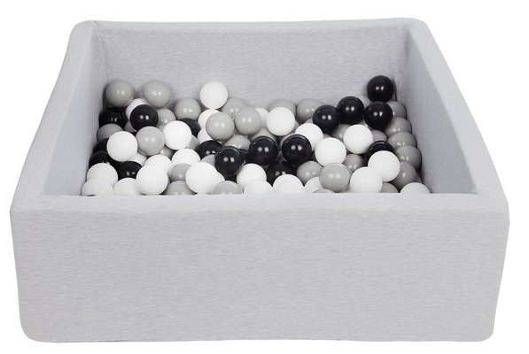 Motricité - Piscine à balles - Piscine à balles carré pour bébé avec 150 balles 90x90cm gris clair balles gris et noir