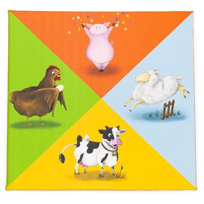 Motricité - Tapis de motricité bébé et enfant - Tapis de gym ludique les animaux de la ferme 130 x 130 x 3 cm
