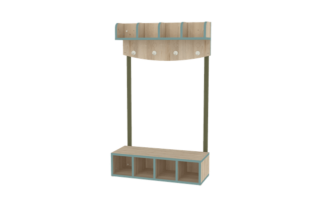 Mobilier - Banc vestiaire & Porte Manteaux - Vestiaire 4 places - T1 - Vert