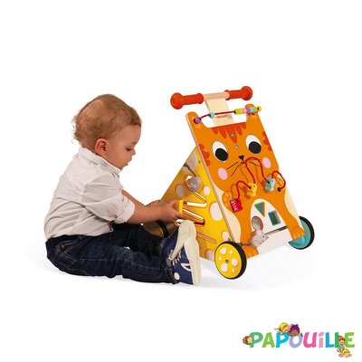 Jeux - Porteurs, Draisiennes, Marcheurs - Chariot multi-activités chat en bois enfant (janod)