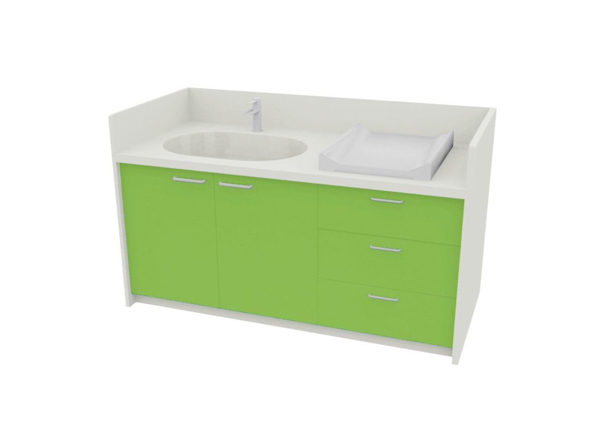 Meuble à langer 1 vasque - 180 cm - vert pomme