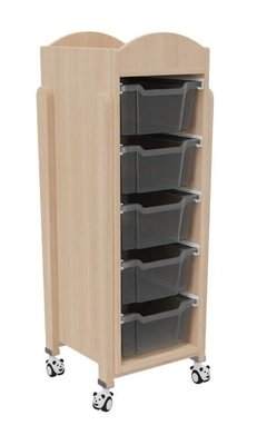 Mobilier - Meuble de rangement scolaire - Meuble à roulettes 5 bacs vernis