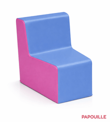 Mobilier - Meuble en mousse et Pouf - Chauffeuse d'angle hauteur 25cm fuchsia - bleu