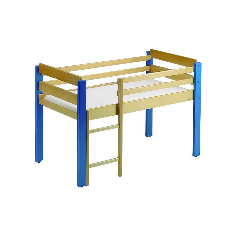 Lit bébé en bois mezzanine 120 x 60cm bleu