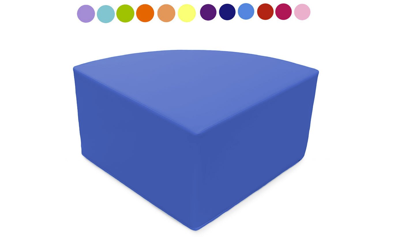 Pouf 1/4 rond en mousse pvc h.25 cm bleu