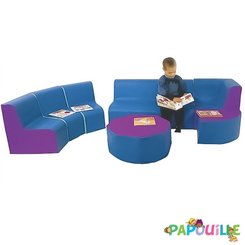 Mobilier - Espace bébé et rassemblement - Ensemble 7 modules avec canapé, sièges et table en mousse pvc / pu 25cm