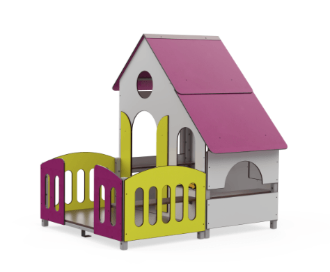 Mobilier - Aire de jeux et structure extérieure - Chalet de jeux  avec terrasse - fixations longues